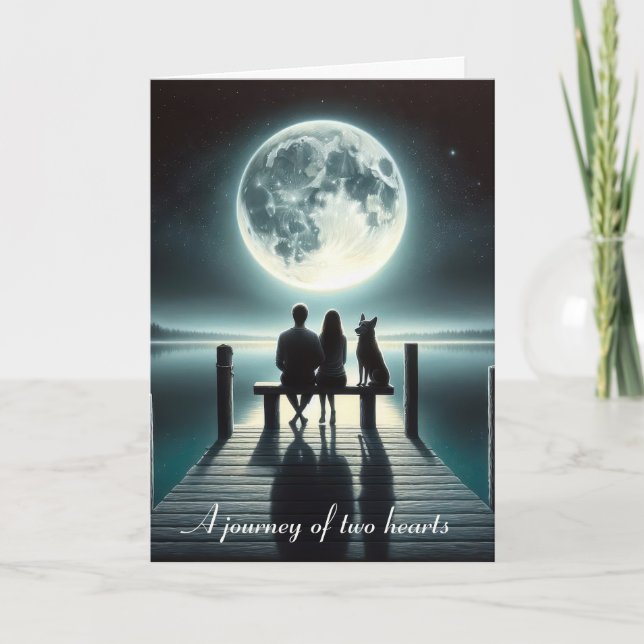 Couple and Dog Under a Full Moon Card (Front)