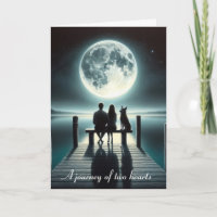 Couple and Dog Under a Full Moon