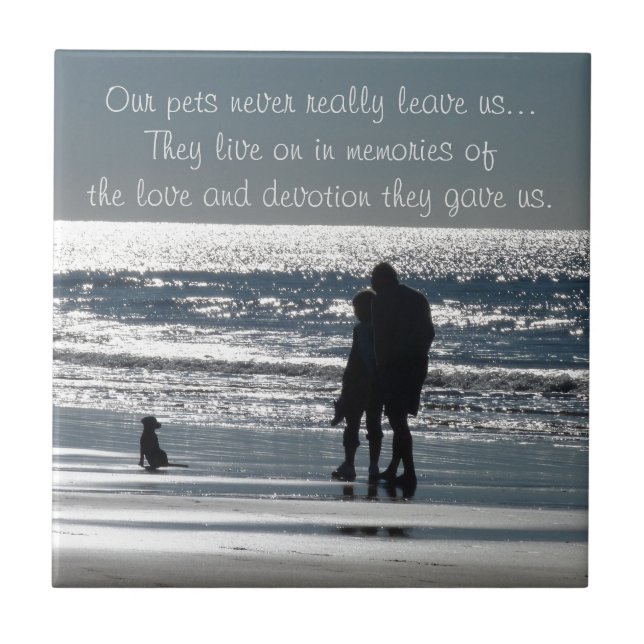 Couple and Their Dog by the Ocean - Personalizable Tile (Front)