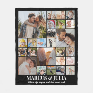 Couple Anniversary Photo Collage 25 Pictures Fleece Blanket