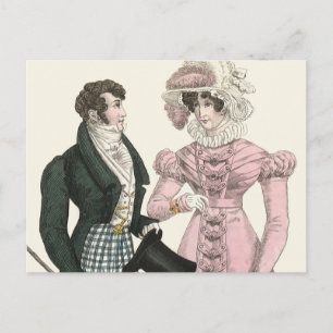 Couple Antique Wedding 1823 Man Woman Fashion Postcard