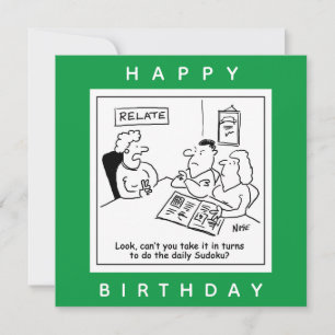 Couple Argue About Sudoku Cartoon Card