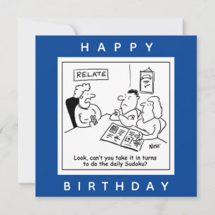 Couple Argue About Sudoku Cartoon Card