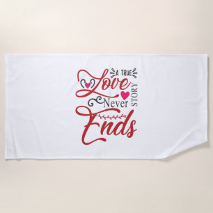 Couple Art A True Love Story Never End Beach Towel