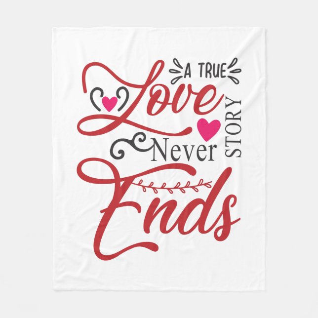 Couple Art A True Love Story Never End Fleece Blanket (Front)