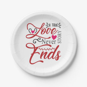 Couple Art A True Love Story Never End Paper Plate