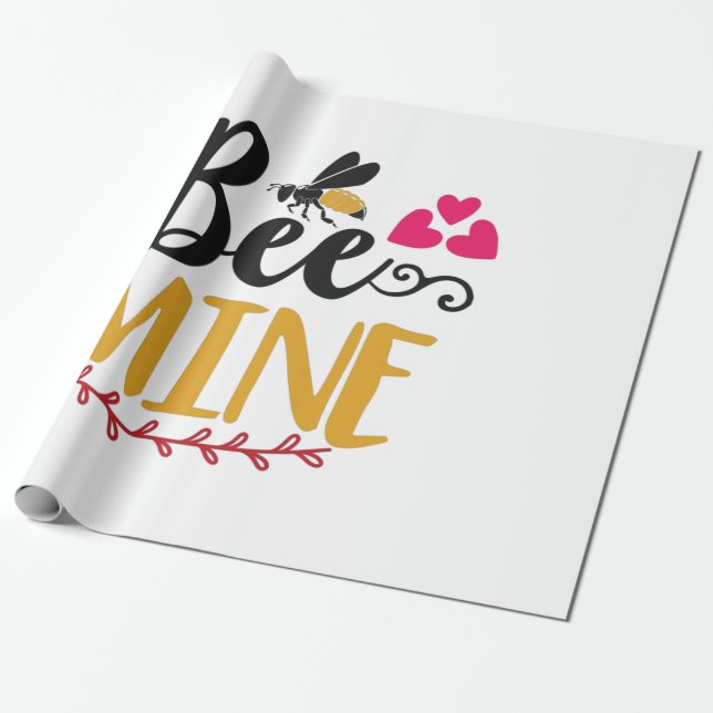 Couple Art Bee Mine Wrapping Paper (Unrolled)