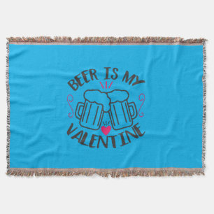 Couple Art Beer Is My Valentine Throw Blanket