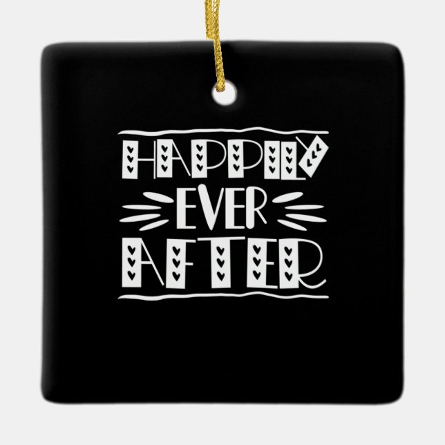 Couple Art Happily Ever After Ceramic Ornament (Front)