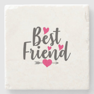 Couple Art Heart Best Friend Stone Coaster
