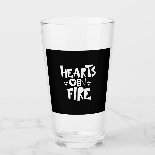Couple Art Hearts On Fire Glass (Front)