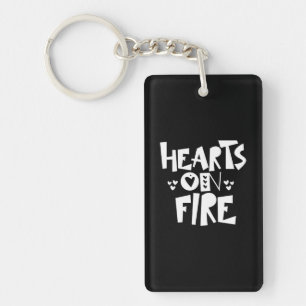 Couple Art Hearts On Fire Key Ring