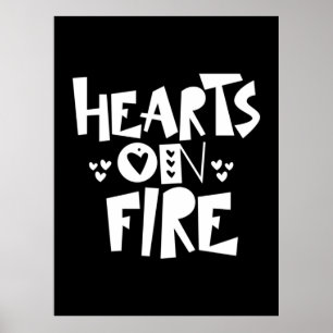 Couple Art Hearts On Fire Poster