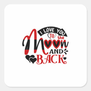 Couple Art I Love You To The Moon Square Sticker