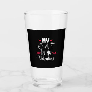 Couple Art My Cat Is My Valentine Glass