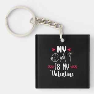 Couple Art My Cat Is My Valentine Key Ring