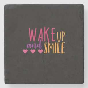 Couple Art Wake Up And Smile Stone Coaster
