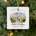 Couple at Los Angeles California Watercolor Travel Ceramic Ornament<br><div class="desc">Couple at Los Angeles California | Watercolor Travel Art Ceramic Ornament. Personalise with your own text. This is another 100% original Snuggle Hamster Designs.

#TravelSouvenirCeramicOrnaments,  #HandmadeCeramicTravelKeepsakes,  #DestinationThemedCeramicOrnaments,  #CeramicOrnamentsForTravelLovers,  #UniqueTravelGiftOrnaments,  #CustomTravelCeramics,  #TravelInspiredCeramicDecorations,  #WorldTravelCeramicCollectibles,  #CeramicOrnamentsForTravelers,  #PersonalizedTravelCeramicOrnaments</div>