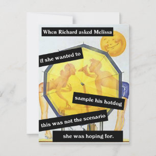 Couple At the Beach with Hotdog Funny Personalised Postcard