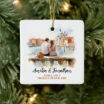 Couple at Venice Italy Watercolor Travel Ceramic Ornament<br><div class="desc">Couple at Venice Italy | Watercolor Travel Art Ceramic Ornament. Personalise with your own text. This is another 100% original Snuggle Hamster Designs.

#TravelSouvenirCeramicOrnaments,  #HandmadeCeramicTravelKeepsakes,  #DestinationThemedCeramicOrnaments,  #CeramicOrnamentsForTravelLovers,  #UniqueTravelGiftOrnaments,  #CustomTravelCeramics,  #TravelInspiredCeramicDecorations,  #WorldTravelCeramicCollectibles,  #CeramicOrnamentsForTravelers,  #PersonalizedTravelCeramicOrnaments</div>