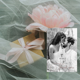 Couple B/W Photo & Names Wedding Blank Thank You Card