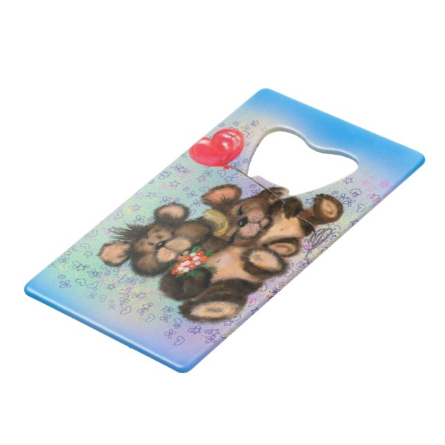 Couple Bear with Heart Balloon Bottle Opener (Front Angled)