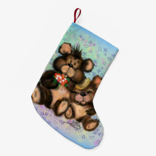 Couple Bear with Heart Balloon Christmas Stocking