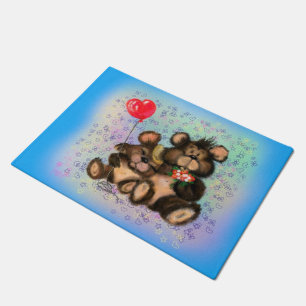 Couple Bear with Heart Balloon Doormat