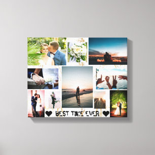 Couple BEST TIME EVER Personalised Collage Canvas Print