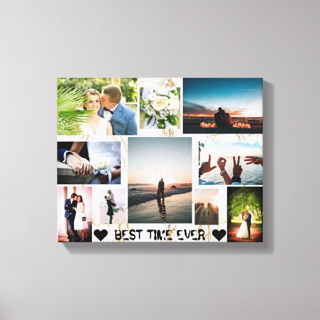 Couple BEST TIME EVER Personalised Collage Canvas Print (Front)