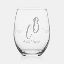 Couple Birds Monogram flowers Elegant Wedding 