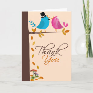 Couple Birds On Branch Fall Thank You Card