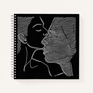 Couple Black and White Line Art Notebook