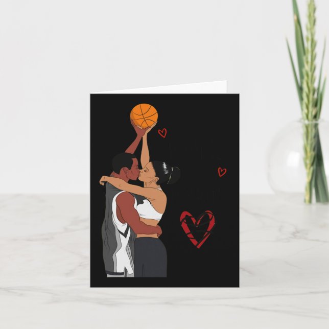 Couple Black Basketball I Love You Double Or Nothi Card (Front)