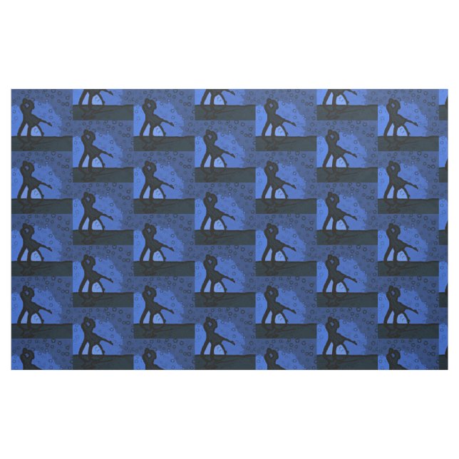 Couple Blue Silhouette Fabric (Fat Quarter)
