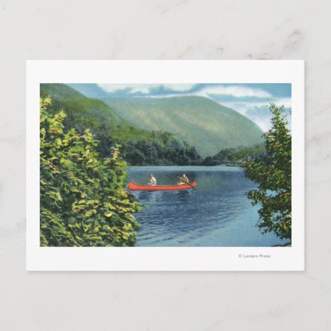 Couple Canoeing on a Lake Postcard (Front)