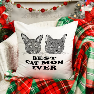 Couple Cat Hand Drawing Personalised Christmas Cushion