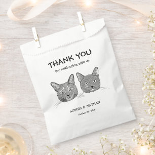 Couple Cat Hand Drawing Personalised Thank You Favour Bags