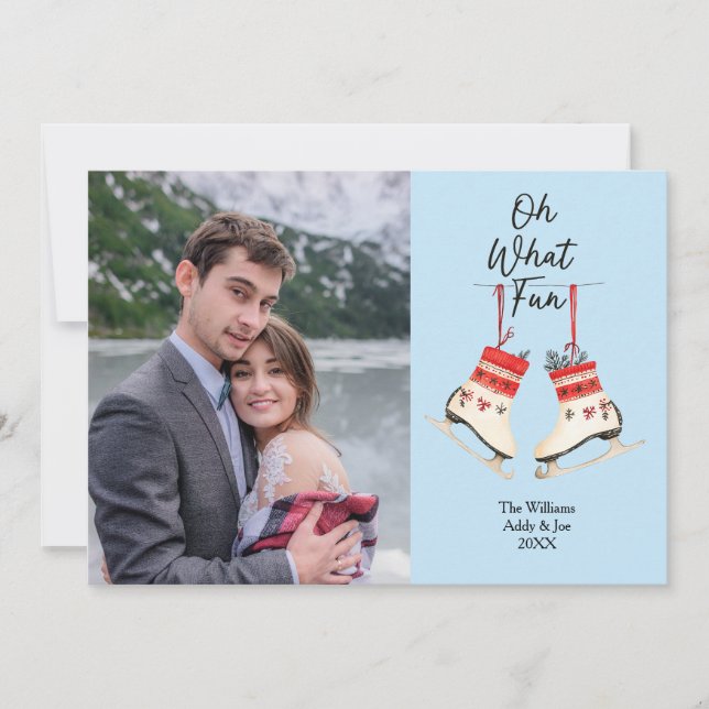 Couple Christmas Ice Skate Custom Photo Holiday Card (Front)