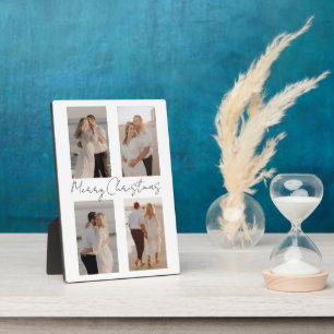 Couple Christmas Just Married Photo Collage Gift Plaque