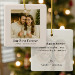 Couple Christmas Photo Personalized Keepsake Ceramic Ornament<br><div class="desc">Celebrate the season of love with this couple Christmas photo personalized ceramic ornament. Upload your favorite picture and add your names or a special message to create a one-of-a-kind keepsake that captures your memories together. Perfect for newlyweds, engaged couples, or partners celebrating their first Christmas — a beautiful addition to...</div>