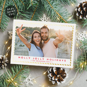 COUPLE CHRISTMAS PHOTO simple gold border red