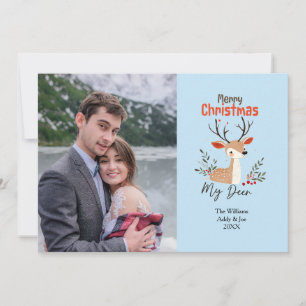 Couple Christmas Reindeer Custom Photo Holiday Card