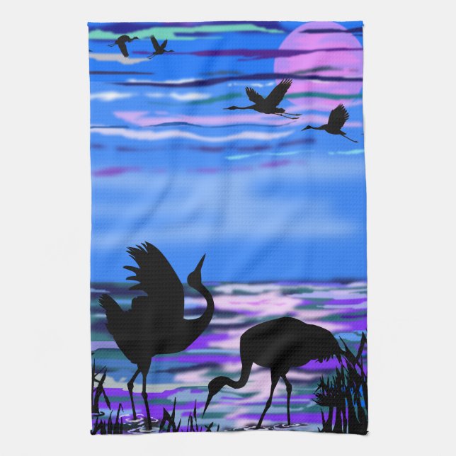 Couple Crane Kitchen Towel (Vertical)