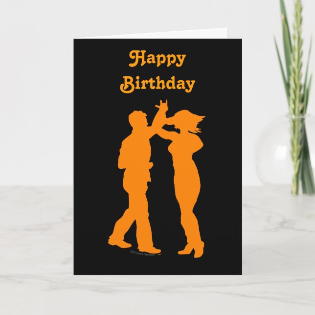 Couple Dance Spin Dancing Silhouette Card (Front)