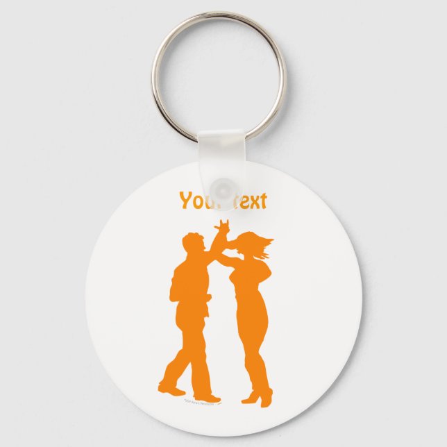 Couple Dance Spin Dancing Silhouette Key Ring (Front)