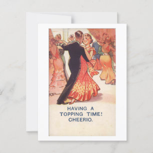 Couple Dancing, Cheerio! 1936 Vintage Inspired Postcard