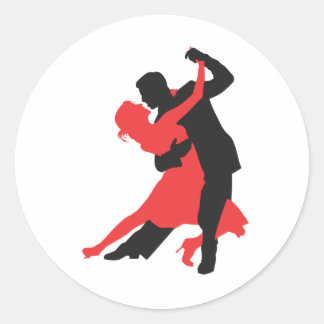 couple dancing classic round sticker