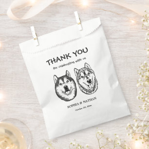 Couple Dog Hand Drawing Personalised Thank You Favour Bags