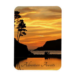 Couple & Dog Romantic Beach Coast Sunset Magnet